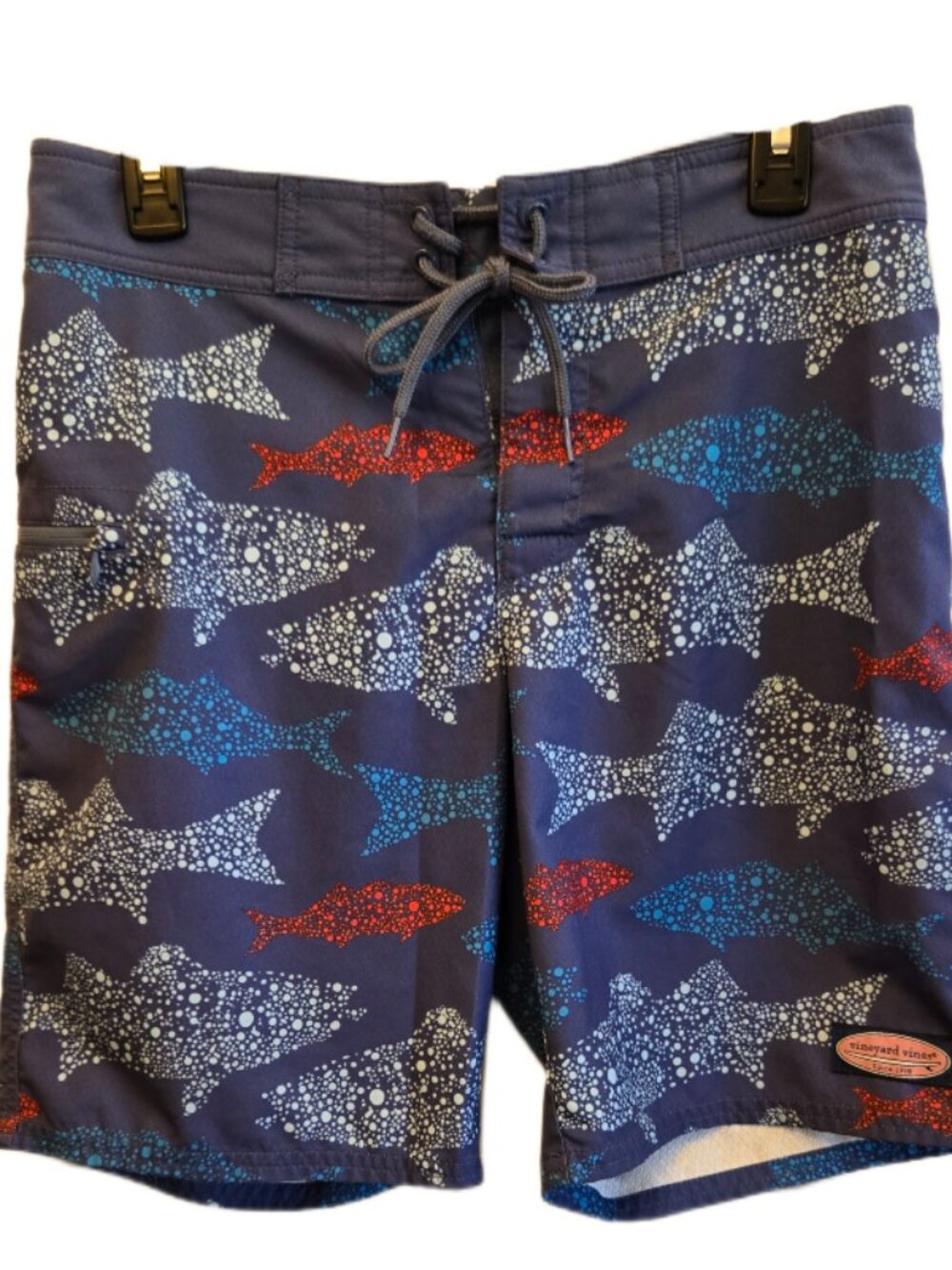 Vineyard Vines Men's Whale Shark Pointillism Board Shorts - Navy/Red/Blue